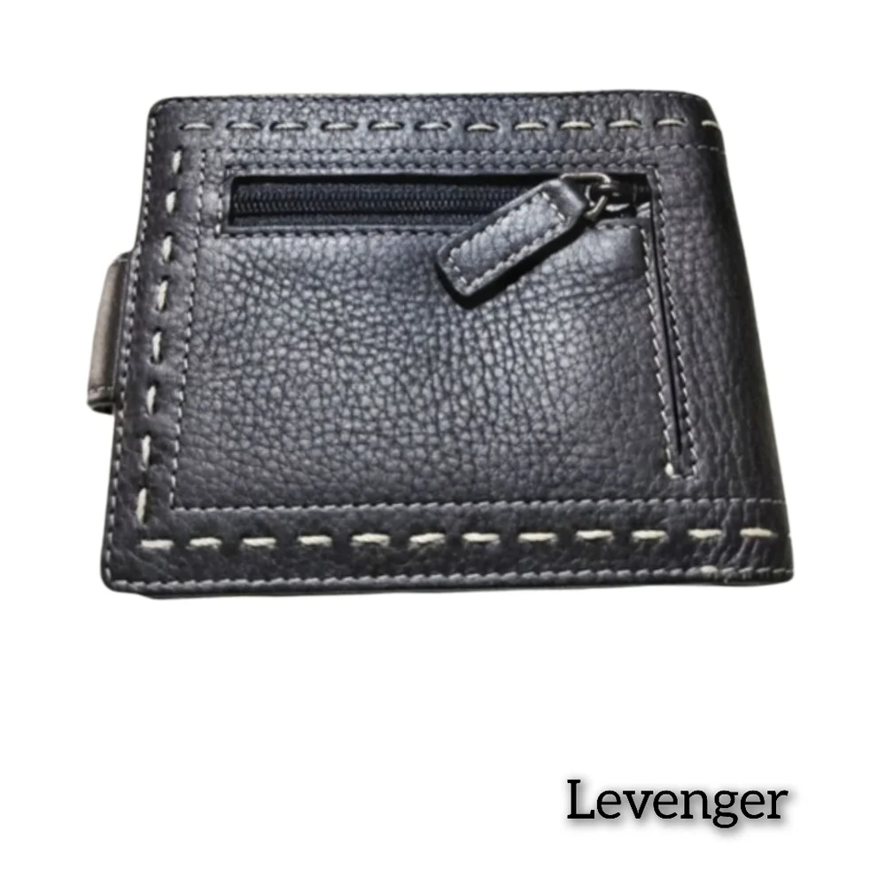 Levenger - Genuine Leather Bifold Wallet with Zippered Pocket for Change NWT